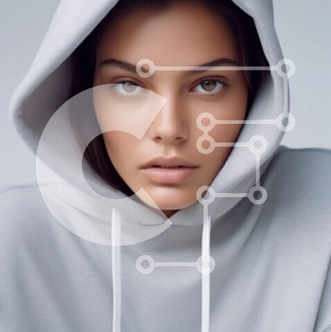 Intra Συλλεκτικό Ξύλινο Παζλ Plywood 4mm - Ουδέτερη έκφραση της γυναίκας με γκρι κουκούλα Σε Ξύλινο Κουτί - Διαστάσεις Puzzle: 10x10 cm – 25 κομμάτια - Image 1