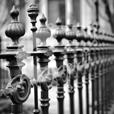 Intra Συλλεκτικό Ξύλινο Παζλ Plywood 4mm - Περίπλοκος φράχτης από σφυρήλατο σίδερο σε μονόχρωμη Σε Ξύλινο Κουτί - Διαστάσεις Puzzle: 10x10 cm – 25 κομμάτια - Image 1