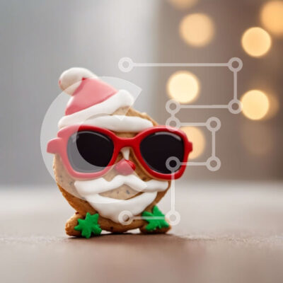 Intra Συλλεκτικό Ξύλινο Παζλ Plywood 4mm - Μελόψωμο άνθρωπος με καπέλο Άγιου Βασίλη και γυαλιά ηλίου Σε Ξύλινο Κουτί - Διαστάσεις: 10x10 cm – 25 κομμάτια - Image 1