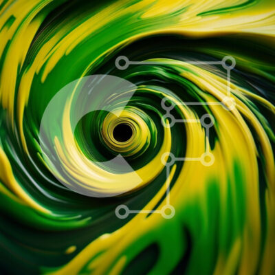 Intra Συλλεκτικό Ξύλινο Παζλ Plywood  4mm - Puzzle με Θέμα Abstract Art: Swirling Vortex of Green and Yellow Paint Σε Ξύλινο Κουτί - Διαστάσεις Puzzle: 10x10 cm – 25 κομμάτια - Image 1