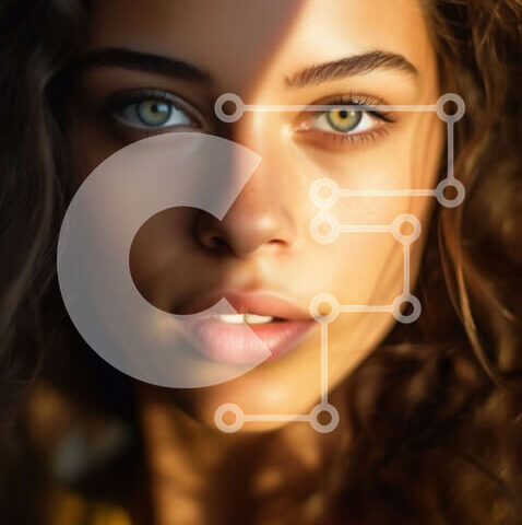 Intra Συλλεκτικό Ξύλινο Παζλ Plywood 4mm - Πορτρέτο μιας όμορφης γυναίκας με σγουρά καστανά μαλλιά και πράσινα μάτια Σε Ξύλινο Κουτί - Διαστάσεις Puzzle: 10x10 cm – 25 κομμάτια - Image 1