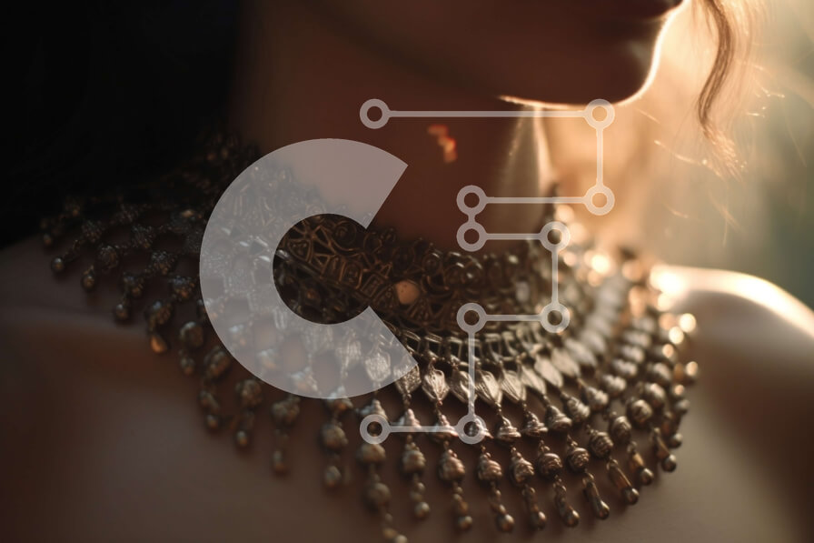 Intra Συλλεκτικό Ξύλινο Παζλ Plywood  4mm - Εκπληκτική γυναίκα που φορά χρυσά κοσμήματα με μαύρο φόρεμα Σε Ξύλινο Κουτί - Διαστάσεις Puzzle: 10x10 cm – 25 κομμάτια