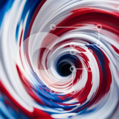 Intra Συλλεκτικό Ξύλινο Παζλ Plywood 4mm - Δυναμικό και εντυπωσιακό αφηρημένο σχέδιο στροβιλισμού σε κόκκινο, λευκό και μπλε Σε Ξύλινο Κουτί - Διαστάσεις Puzzle: 10x10 cm – 25 κομμάτια - Image 1