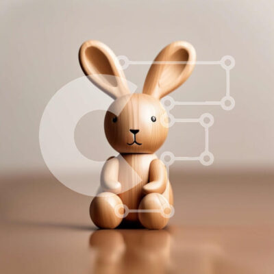 Intra Συλλεκτικό Ξύλινο Παζλ Plywood  4mm - Όμορφο ξύλινο ειδώλιο κουνελιού ως διακόσμηση Σε Ξύλινο Κουτί - Διαστάσεις: 10x10 cm – 25 κομμάτια - Image 1