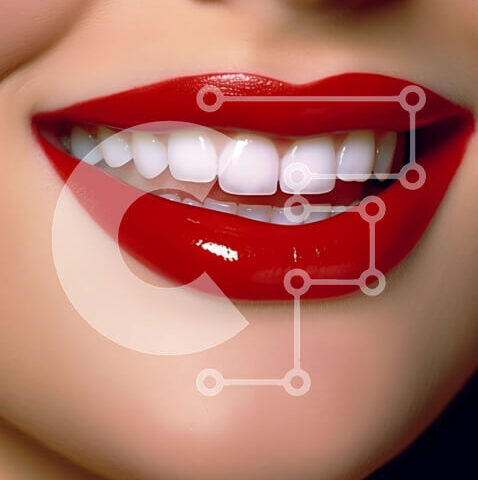 Intra Συλλεκτικό Ξύλινο Παζλ Plywood  4mm - Κοντινό πλάνο πορτρέτο μιας γυναίκας με κόκκινο κραγιόν και λευκά δόντια Σε Ξύλινο Κουτί - Διαστάσεις Puzzle: 10x10 cm – 25 κομμάτια - Image 1