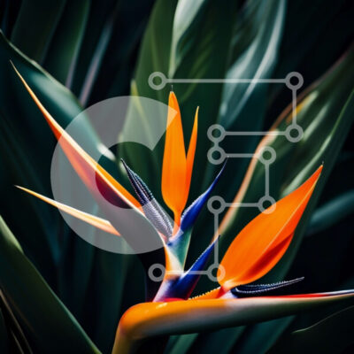 Intra Συλλεκτικό Ξύλινο Παζλ Plywood  4mm - Ζωντανό κοντινό πλάνο του λουλουδιού Bird of Paradise σε πλήρη άνθιση Σε Ξύλινο Κουτί - Διαστάσεις: 10x10 cm – 25 κομμάτια - Image 1