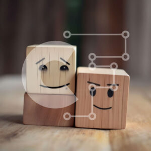 Intra Συλλεκτικό Ξύλινο Παζλ Plywood  4mm - Ξύλινοι μπλοκ με χαμογελαστά και θλιμμένα πρόσωπα Σε Ξύλινο Κουτί - Διαστάσεις: 10x10 cm – 25 κομμάτια