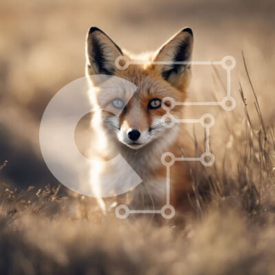 Intra Συλλεκτικό Ξύλινο Παζλ Plywood  4mm - Περίεργη κόκκινη αλεπού που κάθεται σε ένα χωράφι Σε Ξύλινο Κουτί - Διαστάσεις: 10x10 cm – 25 κομμάτια - Image 1