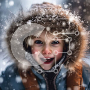 Intra Συλλεκτικό Ξύλινο Παζλ Plywood  4mm - Αξιολάτρευτη εικόνα ενός παιδιού που παίζει στο χιόνι Σε Ξύλινο Κουτί - Διαστάσεις Puzzle: 10x10 cm – 25 κομμάτια