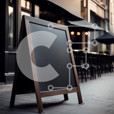 Intra Συλλεκτικό Ξύλινο Παζλ Plywood  4mm - Γοητευτική υπαίθρια σκηνή με πινακίδα μαυροπίνακα και τραπέζια ομπρέλα Σε Ξύλινο Κουτί - Διαστάσεις Puzzle: 10x10 cm – 25 κομμάτια - Image 1