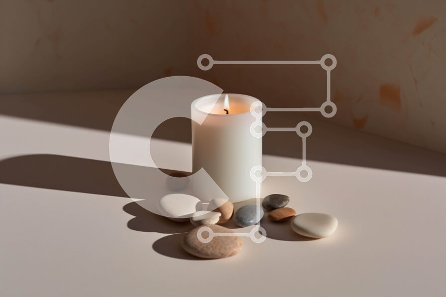 Intra Συλλεκτικό Ξύλινο Παζλ Plywood  4mm - Όμορφη εικόνα ενός λευκού κεριού με βράχους Σε Ξύλινο Κουτί - Διαστάσεις: 10x10 cm – 25 κομμάτια