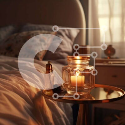 Intra Συλλεκτικό Ξύλινο Παζλ Plywood  4mm - Άνετο υπνοδωμάτιο με κρεβάτι, κομοδίνο και κερί Σε Ξύλινο Κουτί - Διαστάσεις Puzzle: 10x10 cm – 25 κομμάτια - Image 1