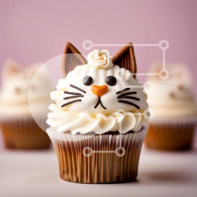 Intra Συλλεκτικό Ξύλινο Παζλ Plywood  4mm - Αξιολάτρευτο Cupcake Face Cat με σαντιγί Σε Ξύλινο Κουτί - Διαστάσεις: 10x10 cm – 25 κομμάτια - Image 1