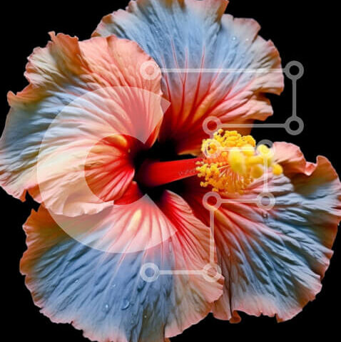 Intra Συλλεκτικό Ξύλινο Παζλ Plywood  4mm - Όμορφη εικόνα ενός λουλουδιού ιβίσκου με ροζ και πορτοκαλί πέταλα Σε Ξύλινο Κουτί - Διαστάσεις: 10x10 cm – 25 κομμάτια - Image 1