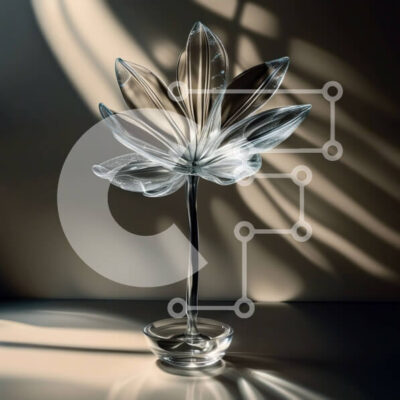 Intra Συλλεκτικό Ξύλινο Παζλ Plywood  4mm - Όμορφη εικόνα ενός λουλουδιού ενός μίσχου σε ένα διαφανές γυάλινο βάζο Σε Ξύλινο Κουτί - Διαστάσεις: 10x10 cm – 25 κομμάτια - Image 1