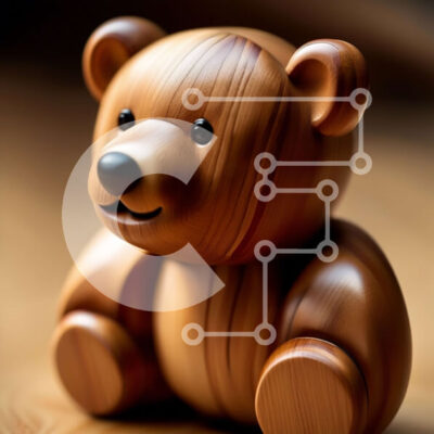 Intra Συλλεκτικό Ξύλινο Παζλ Plywood  4mm - Αξιολάτρευτο Ξύλινο αρκουδάκι που κάθεται σε μια ξύλινη επιφάνεια Σε Ξύλινο Κουτί - Διαστάσεις: 10x10 cm – 25 κομμάτια - Image 1