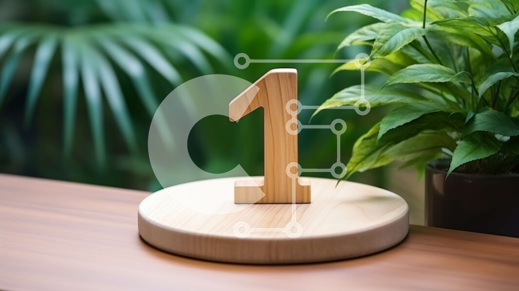 Intra Συλλεκτικό Ξύλινο Παζλ Plywood  4mm - Ξύλινο νούμερο ένα στο τραπέζι με φυτό στο φόντο - φωτογραφία αρχείου Σε Ξύλινο Κουτί - Διαστάσεις: 10x10 cm – 25 κομμάτια - Image 1