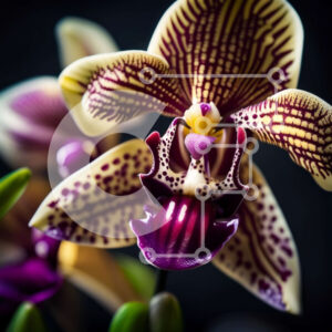 Intra Συλλεκτικό Ξύλινο Παζλ Plywood  4mm - Όμορφη κινηματογράφηση σε πρώτο πλάνο μιας μωβ και λευκής ορχιδέας με ένα κίτρινο κέντρο Σε Ξύλινο Κουτί - Διαστάσεις: 10x10 cm – 25 κομμάτια