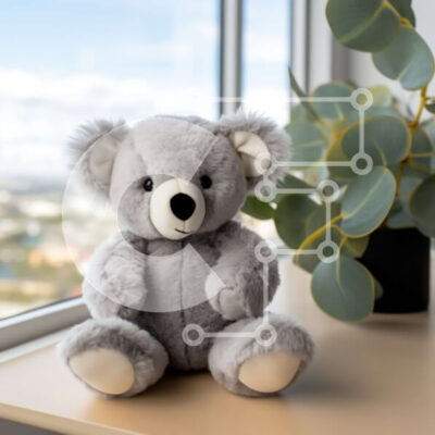 Intra Συλλεκτικό Ξύλινο Παζλ Plywood  4mm - Γκρίζα αρκούδα κοάλα που κάθεται μπροστά από το ανοιχτό παράθυρο Σε Ξύλινο Κουτί - Διαστάσεις: 10x10 cm – 25 κομμάτια - Image 1