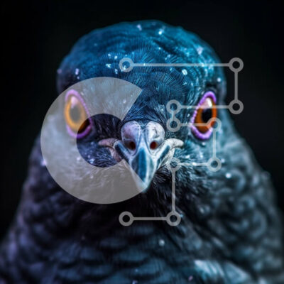 Intra Συλλεκτικό Ξύλινο Παζλ Plywood 4mm - Όμορφη κοντινή λήψη του προσώπου ενός περιστεριού με ροζ μάτια Σε Ξύλινο Κουτί - Διαστάσεις: 10x10 cm – 25 κομμάτια - Image 1