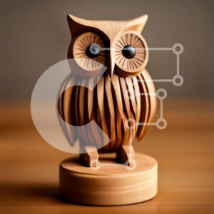 Intra Συλλεκτικό Ξύλινο Παζλ Plywood  4mm - Ξύλινο άγαλμα κουκουβάγιας σε ξύλινη βάση - Φωτογραφία Αρχείου Σε Ξύλινο Κουτί - Διαστάσεις: 10x10 cm – 25 κομμάτια