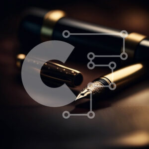 Intra Συλλεκτικό Ξύλινο Παζλ Plywood  4mm - Κομψό χρυσό στυλό και μαύρο μελανοδοχείο σε σκούρο φόντο Σε Ξύλινο Κουτί - Διαστάσεις: 10x10 cm – 25 κομμάτια