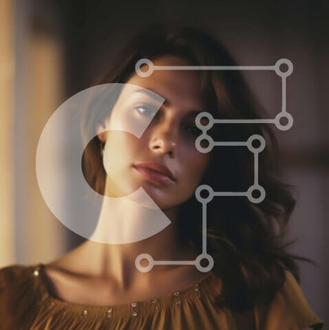 Intra Συλλεκτικό Ξύλινο Παζλ Plywood  4mm - Εκπληκτική εικόνα γυναίκας με χρυσή μπλούζα που κοιτάζει στην απόσταση Σε Ξύλινο Κουτί - Διαστάσεις Puzzle: 10x10 cm – 25 κομμάτια - Image 1