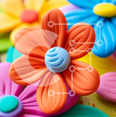 Intra Συλλεκτικό Ξύλινο Παζλ Plywood  4mm - Σύνθεση πολύχρωμων πλαστικών λουλουδιών Σε Ξύλινο Κουτί - Διαστάσεις Puzzle: 10x10 cm – 25 κομμάτια - Image 1