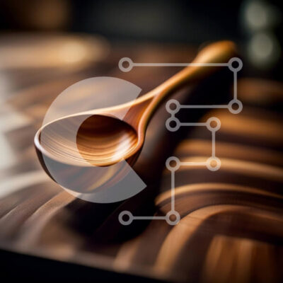 Intra Συλλεκτικό Ξύλινο Παζλ Plywood  4mm - Όμορφη εικόνα ενός ξύλινου κουταλιού σε μια ξύλινη σανίδα κοπής Σε Ξύλινο Κουτί - Διαστάσεις: 10x10 cm – 25 κομμάτια - Image 1