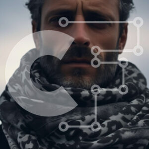 Intra Συλλεκτικό Ξύλινο Παζλ Plywood  4mm - Πορτρέτο ενός σοβαρού άνδρα με μαύρο σακάκι και λεοπάρ μαντήλι Σε Ξύλινο Κουτί - Διαστάσεις Puzzle: 10x10 cm – 25 κομμάτια