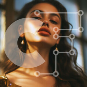 Intra Συλλεκτικό Ξύλινο Παζλ Plywood  4mm - Ονειρική εικόνα μιας γυναίκας με χρυσό φόρεμα Σε Ξύλινο Κουτί - Διαστάσεις Puzzle: 10x10 cm – 25 κομμάτια