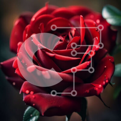 Intra Συλλεκτικό Ξύλινο Παζλ Plywood  4mm - Όμορφη εικόνα ενός κόκκινου τριαντάφυλλου με σταγονίδια νερού στα πέταλα Σε Ξύλινο Κουτί - Διαστάσεις: 10x10 cm – 25 κομμάτια - Image 1