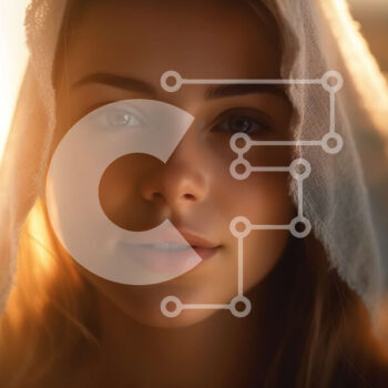 Intra Συλλεκτικό Ξύλινο Παζλ Plywood  4mm - Όμορφο πορτρέτο νεαρής γυναίκας που κοιτάζει την κάμερα με τον ήλιο πίσω της Σε Ξύλινο Κουτί - Διαστάσεις Puzzle: 10x10 cm – 25 κομμάτια - Image 1