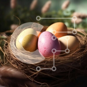 Intra Συλλεκτικό Ξύλινο Παζλ Plywood  4mm - Φωλιά με πολύχρωμα αυγά - Μια ανοιξιάτικη απόλαυση Σε Ξύλινο Κουτί - Διαστάσεις: 10x10 cm – 25 κομμάτια