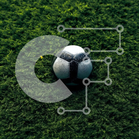 Intra Συλλεκτικό Ξύλινο Παζλ Plywood  4mm - Εικόνα μιας μπάλας ποδοσφαίρου σε ένα πράσινο γήπεδο Σε Ξύλινο Κουτί - Διαστάσεις Puzzle: 10x10 cm – 25 κομμάτια - Image 1