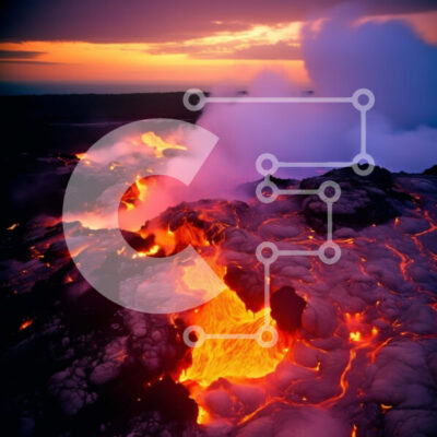 Intra Συλλεκτικό Ξύλινο Παζλ Plywood  4mm - Ζωντανό κοντινό πλάνο της λάβας που ρέει από το ηφαίστειο στο ηλιοβασίλεμα Σε Ξύλινο Κουτί - Διαστάσεις: 10x10 cm – 25 κομμάτια - Image 1