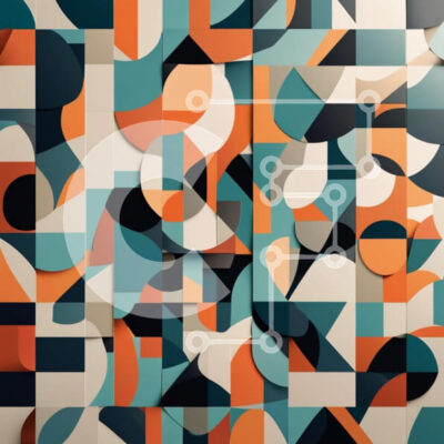 Intra Συλλεκτικό Ξύλινο Παζλ Plywood  4mm - Οπτικά εντυπωσιακό γεωμετρικό σχέδιο σε μπλε και πορτοκαλί Σε Ξύλινο Κουτί - Διαστάσεις Puzzle: 10x10 cm – 25 κομμάτια - Image 1