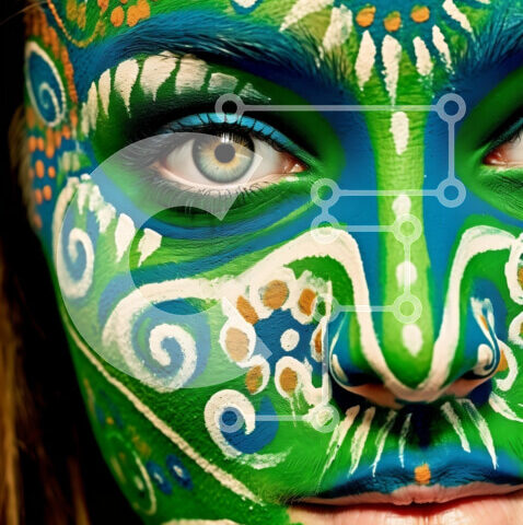 Intra Συλλεκτικό Ξύλινο Παζλ Plywood 4mm - Πολύχρωμη ζωγραφική προσώπου σε γυναίκα με κομψή στολή Σε Ξύλινο Κουτί - Διαστάσεις Puzzle: 10x10 cm – 25 κομμάτια - Image 1