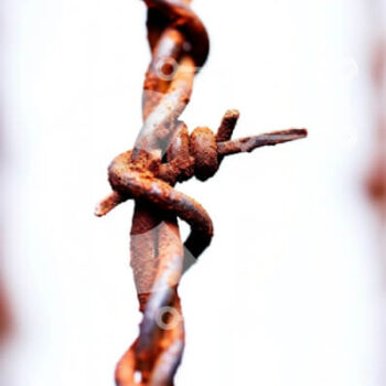 Intra Συλλεκτικό Ξύλινο Παζλ Plywood  4mm - Παλιός και ξεπερασμένος φράχτης από συρματοπλέγματα με αιχμηρές ακίδες Σε Ξύλινο Κουτί - Διαστάσεις Puzzle: 10x10 cm – 25 κομμάτια - Image 1