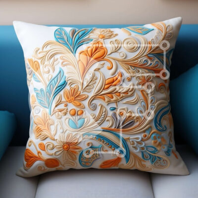 Intra Συλλεκτικό Ξύλινο Παζλ Plywood  4mm - Κομψό διακοσμητικό μαξιλάρι με περίπλοκο floral σχέδιο Σε Ξύλινο Κουτί - Διαστάσεις Puzzle: 10x10 cm – 25 κομμάτια - Image 1