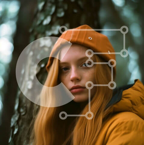 Intra Συλλεκτικό Ξύλινο Παζλ Plywood 4mm - Όμορφο πορτρέτο μιας νεαρής γυναίκας στο δάσος Σε Ξύλινο Κουτί - Διαστάσεις: 10x10 cm – 25 κομμάτια - Image 1