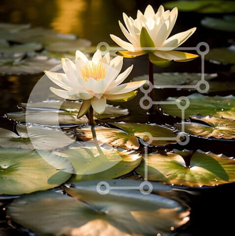 Intra Συλλεκτικό Ξύλινο Παζλ Plywood  4mm - Εκπληκτική εικόνα των Λευκών Νούφαρων σε μια Ήσυχη Λίμνη Σε Ξύλινο Κουτί - Διαστάσεις: 10x10 cm – 25 κομμάτια - Image 1