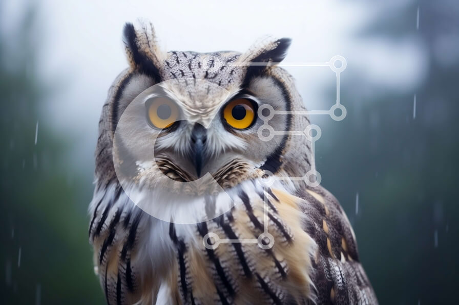 Intra Συλλεκτικό Ξύλινο Παζλ Plywood  4mm - Μεγάλη κουκουβάγια που στέκεται στη βροχή Σε Ξύλινο Κουτί - Διαστάσεις: 10x10 cm – 25 κομμάτια