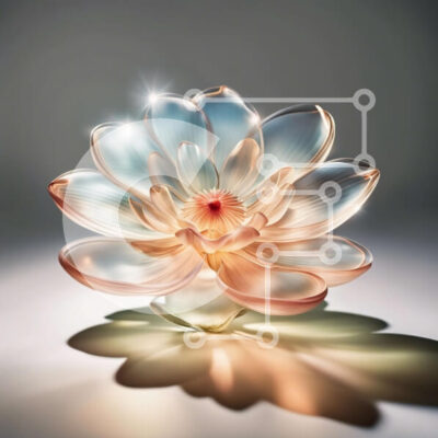 Intra Συλλεκτικό Ξύλινο Παζλ Plywood  4mm - Εκπληκτικό γυάλινο λουλούδι Lotus με παγωμένα πέταλα Σε Ξύλινο Κουτί - Διαστάσεις: 10x10 cm – 25 κομμάτια - Image 1