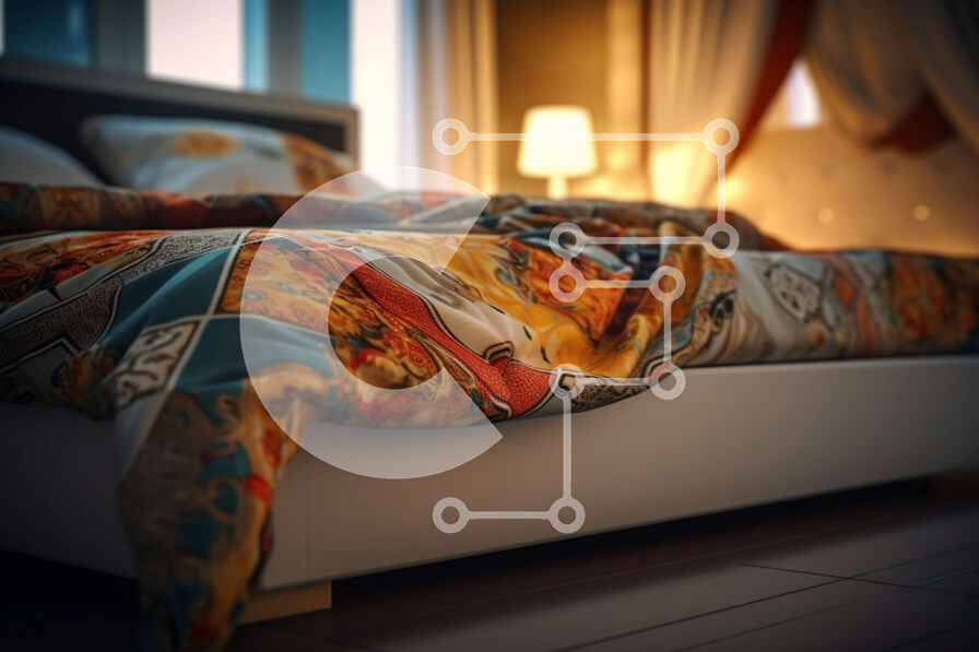 Intra Συλλεκτικό Ξύλινο Παζλ Plywood  4mm - Ζεστό και φιλόξενο υπνοδωμάτιο με πολύχρωμο κάλυμμα και χαμηλό φωτισμό Σε Ξύλινο Κουτί - Διαστάσεις Puzzle: 10x10 cm – 25 κομμάτια