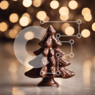 Intra Συλλεκτικό Ξύλινο Παζλ Plywood  4mm - Μικρό σοκολατένιο χριστουγεννιάτικο δέντρο με φωτισμένο φόντο Σε Ξύλινο Κουτί - Διαστάσεις: 10x10 cm – 25 κομμάτια - Image 1