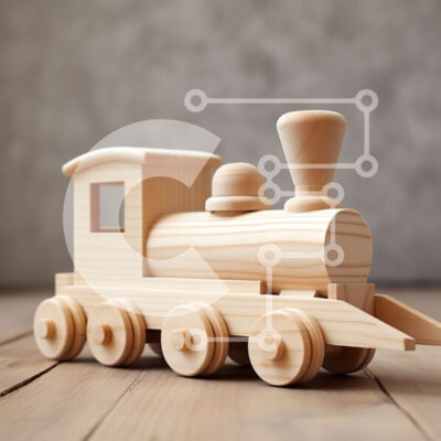 Intra Συλλεκτικό Ξύλινο Παζλ Plywood 4mm - Χαριτωμένο ξύλινο τρένο παιχνιδιών σε ένα παιχνιδιάρικο ξύλινο τραπέζι Σε Ξύλινο Κουτί - Διαστάσεις: 10x10 cm – 25 κομμάτια - Image 1