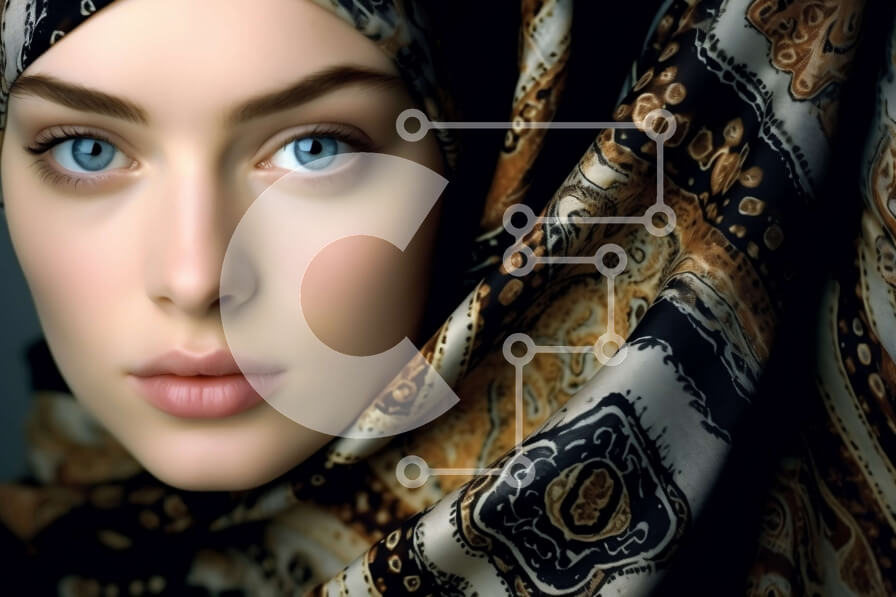 Intra Συλλεκτικό Ξύλινο Παζλ Plywood  4mm - Κομψή γυναίκα με χιτζάμπ και πολύχρωμο κασκόλ Σε Ξύλινο Κουτί - Διαστάσεις Puzzle: 10x10 cm – 25 κομμάτια