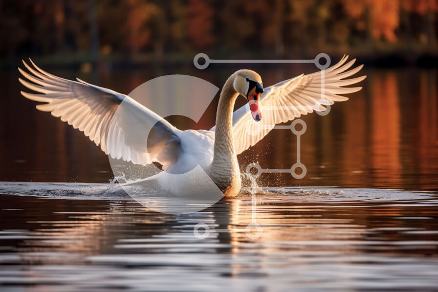 Intra Συλλεκτικό Ξύλινο Παζλ Plywood  4mm - Όμορφη εικόνα ενός κύκνου που πετά πάνω από μια λίμνη Σε Ξύλινο Κουτί - Διαστάσεις: 10x10 cm – 25 κομμάτια