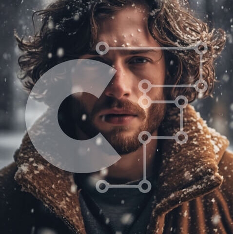 Intra Συλλεκτικό Ξύλινο Παζλ Plywood  4mm - Κομψός άνδρας με καφέ σακάκι που στέκεται στο χιόνι Σε Ξύλινο Κουτί - Διαστάσεις Puzzle: 10x10 cm – 25 κομμάτια - Image 1